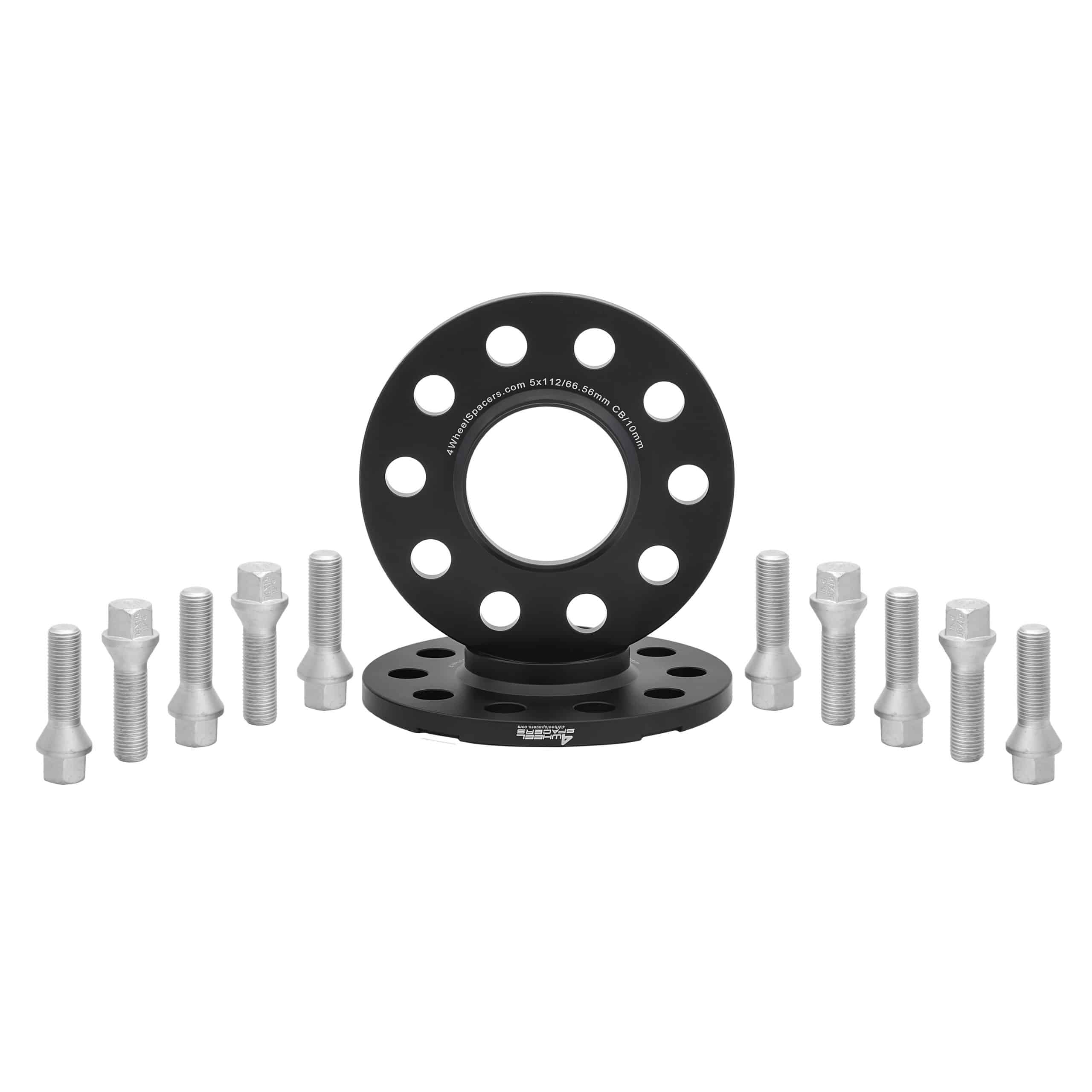 VAG Wheel Spacer Kit w/10 Black Extended Wheel Bolts (Pair, 2