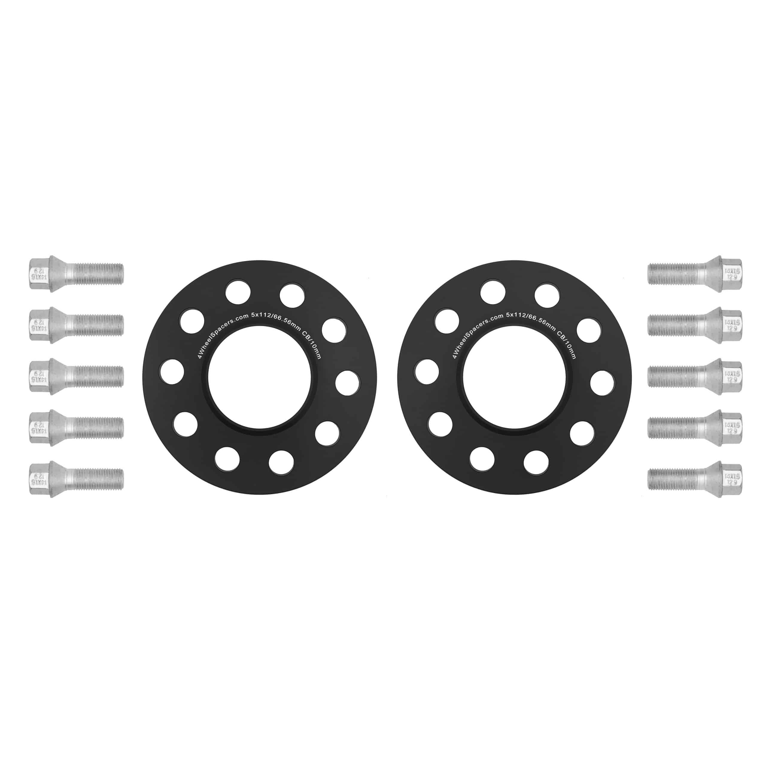 VAG Wheel Spacer Kit w/10 Black Extended Wheel Bolts (Pair, 2 Wheels)  Burger Motorsports