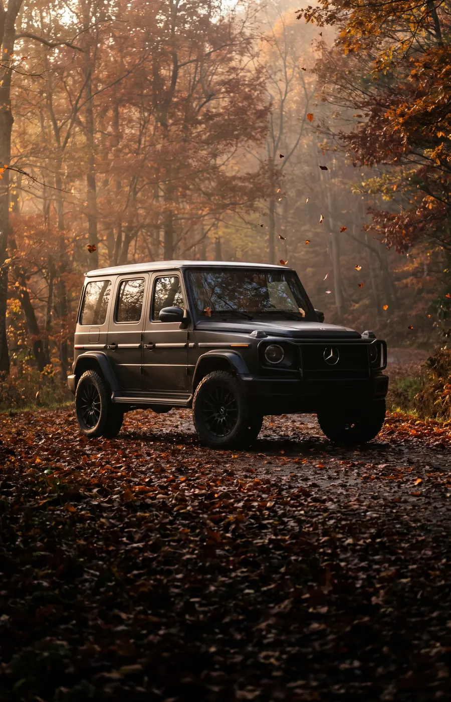 Mercedes G-Class on an autumn trail